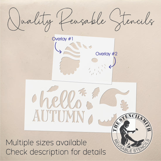 10196 Hello Autumn Gnome Stencil - The Stencilsmith