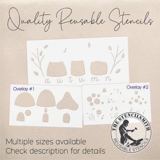 10197 Autumn Mushroom House Stencil - The Stencilsmith
