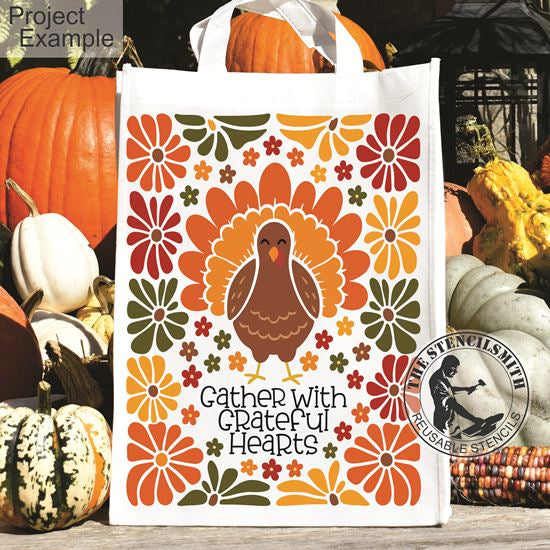 10202 Gather With Grateful Hearts Boho Turkey Stencil