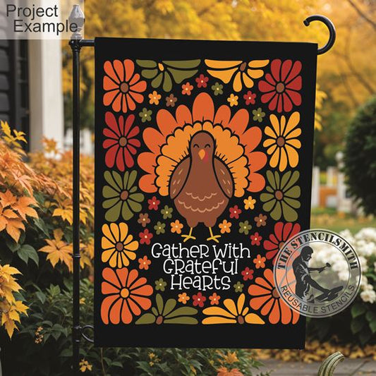 10202 Gather With Grateful Hearts Boho Turkey Stencil