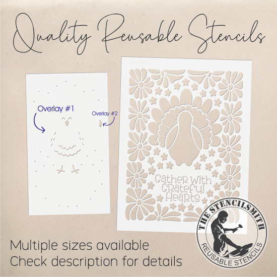 10202 Gather With Grateful Hearts Boho Turkey Stencil - The Stencilsmith