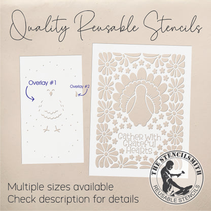 10202 Gather With Grateful Hearts Boho Turkey Stencil - The Stencilsmith