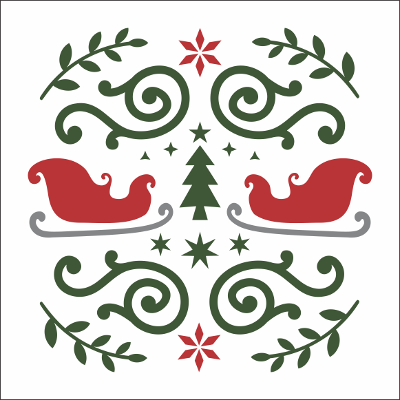 CLEARANCE #10207 Christmas Decorative Stencil - 12" - 10mil white mylar