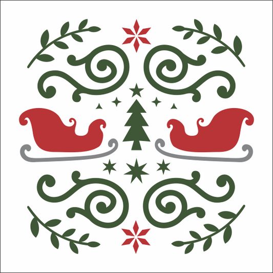 CLEARANCE #10207 Christmas Decorative Stencil - 12" - 10mil white mylar