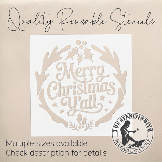 10219 Merry Christmas Y'all Stencil - The Stencilsmith