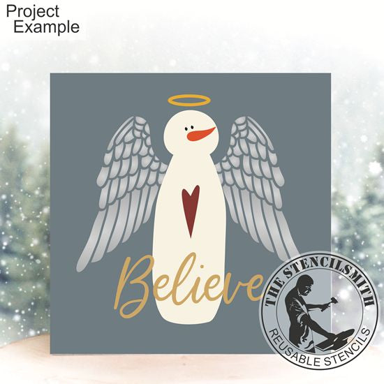 10227 Believe Snowman Angel Stencil