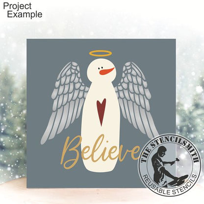 10227 Believe Snowman Angel Stencil