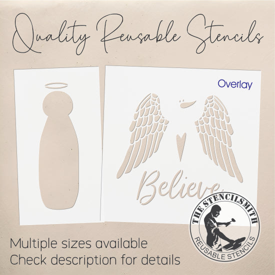 10227 Believe Snowman Angel Stencil - The Stencilsmith