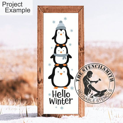 10245 Hello Winter Penguin Stencil