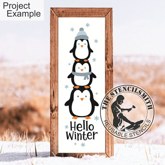 10245 Hello Winter Penguin Stencil