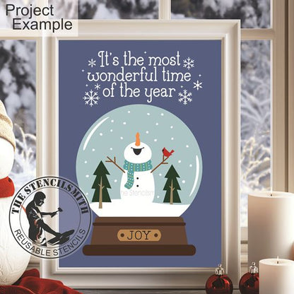 10271 It's The Most Wonderful Time Snow Globe Stencil