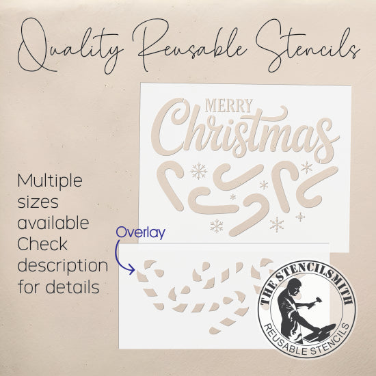 10291 Merry Christmas Candy Cane Stencil - The Stencilsmith