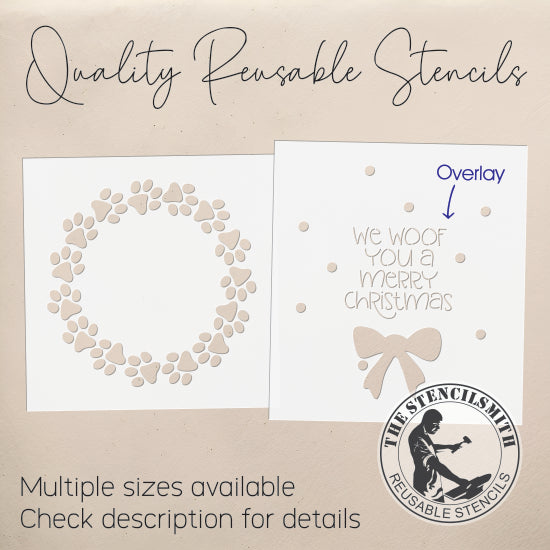10294 We Woof You Paw Print Wreath Stencil - The Stencilsmith