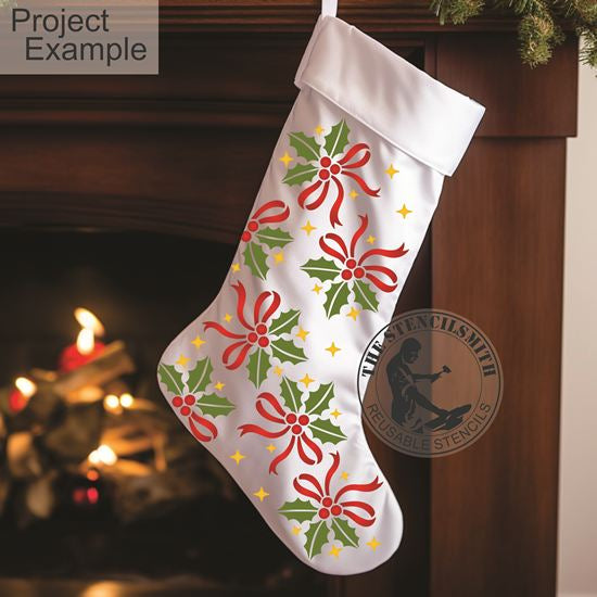10297 Holly And Ribbon Corners Stencil