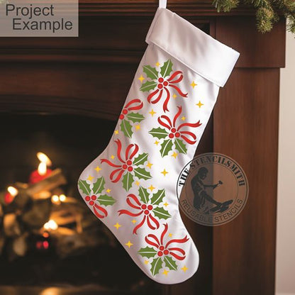 10297 Holly And Ribbon Corners Stencil