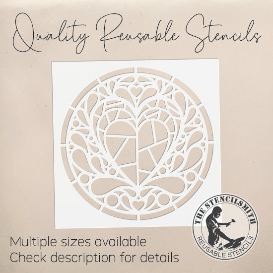 10326 Heart Stained Glass Stencil - The Stencilsmith