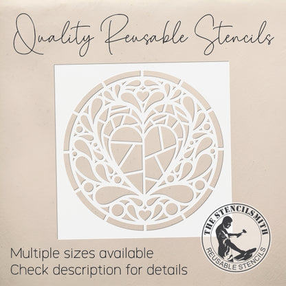 10326 Heart Stained Glass Stencil - The Stencilsmith