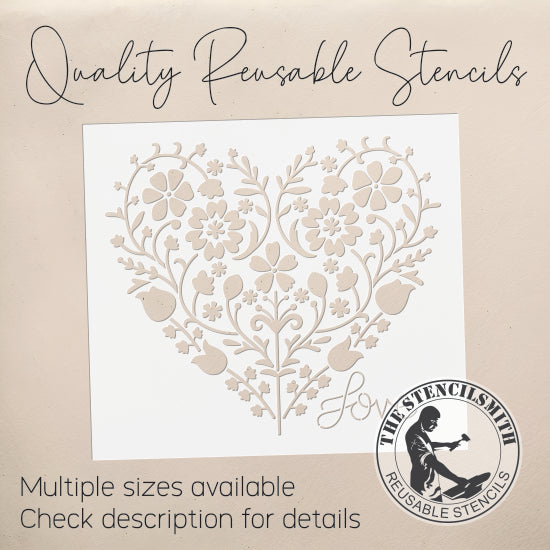 10337 Floral Heart Love Stencil - The Stencilsmith