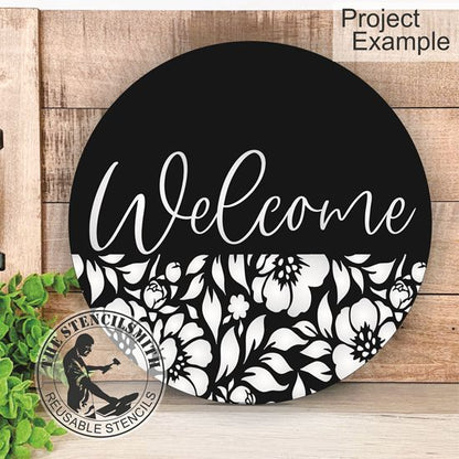 10363 Welcome Floral Stencil