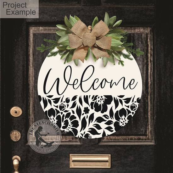 10363 Welcome Floral Stencil