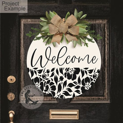 10363 Welcome Floral Stencil