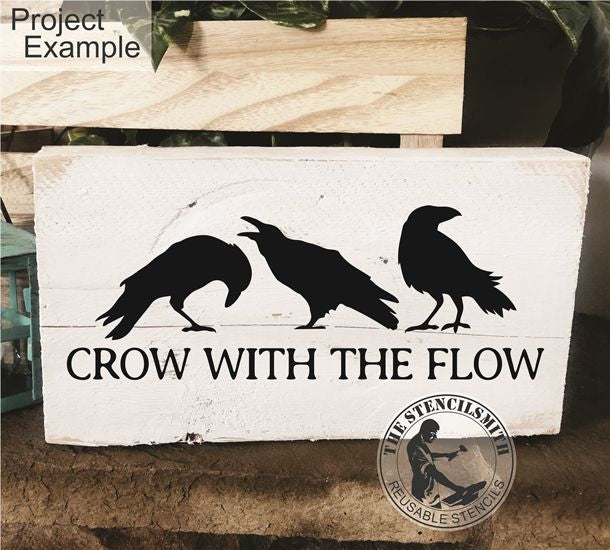 10366 Crow With The Flow Stencil - The Stencilsmith