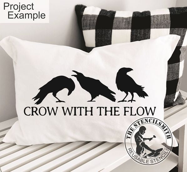 10366 Crow With The Flow Stencil - The Stencilsmith