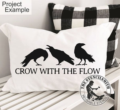 10366 Crow With The Flow Stencil - The Stencilsmith