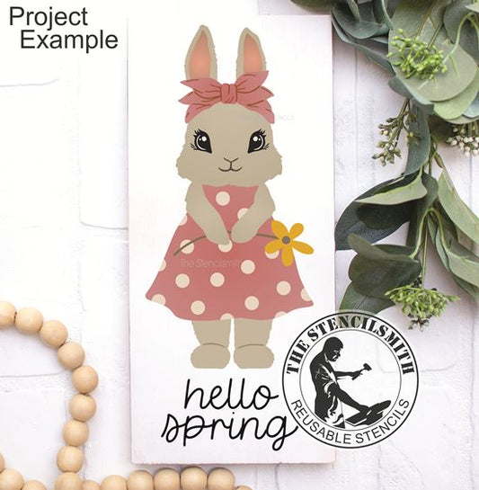 10410 Hello Spring Vintage Bunny Stencil - The Stencilsmith
