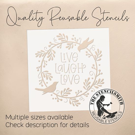 10419 Live Laugh Love Wreath Stencil - The Stencilsmith