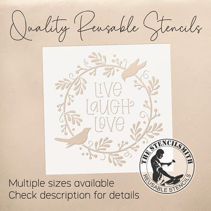 10419 Live Laugh Love Wreath Stencil - The Stencilsmith