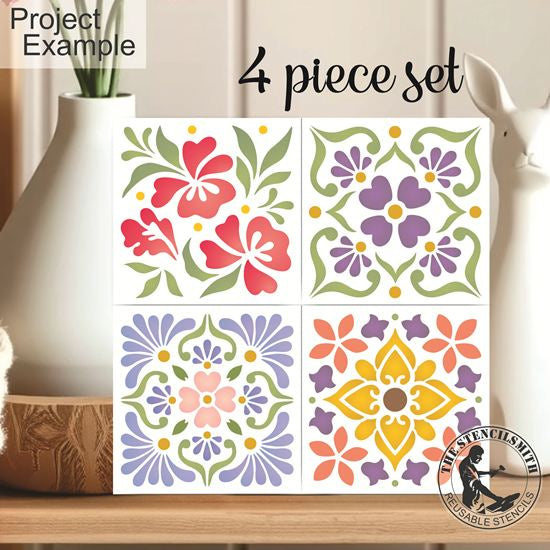 10420 Floral Micro Mini Block 4pc Stencil Set - The Stencilsmith