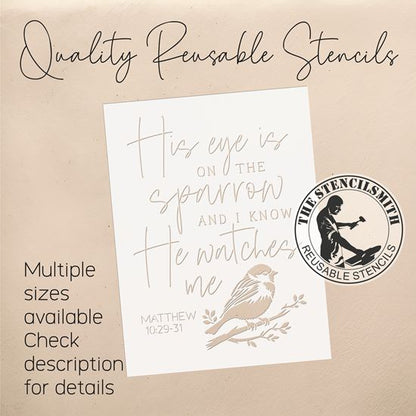 10427 His Eye Is On The Sparrow Stencil - The Stencilsmith