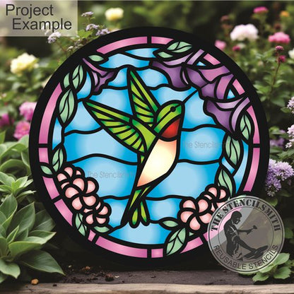 10430 Hummingbird Stained Glass Stencil - The Stencilsmith