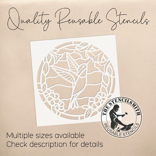 10430 Hummingbird Stained Glass Stencil - The Stencilsmith