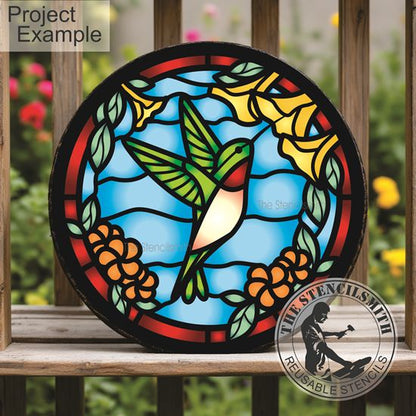 10430 Hummingbird Stained Glass Stencil - The Stencilsmith