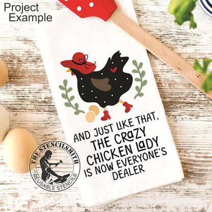 10434 Chicken Lady Egg Dealer Stencil - The Stencilsmith