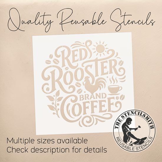 10443 Red Rooster Brand Coffee Stencil - The Stencilsmith