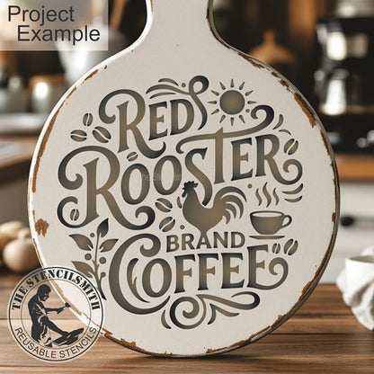 10443 Red Rooster Brand Coffee Stencil - The Stencilsmith