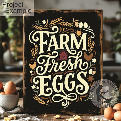 10444 Farm Fresh Eggs Stencil - The Stencilsmith