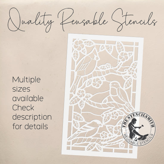10447 Bird Stained Glass Stencil - The Stencilsmith