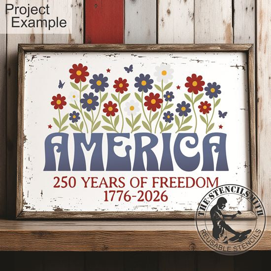 10459 America 250 Years Floral Stencil - The Stencilsmith