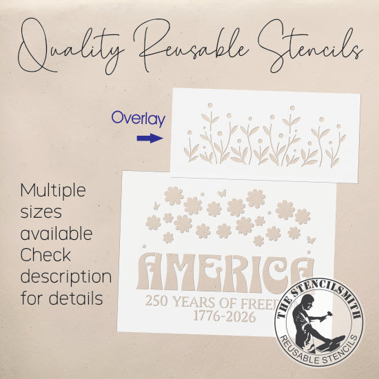 10459 America 250 Years Floral Stencil - The Stencilsmith