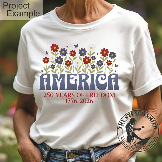 10459 America 250 Years Floral Stencil - The Stencilsmith