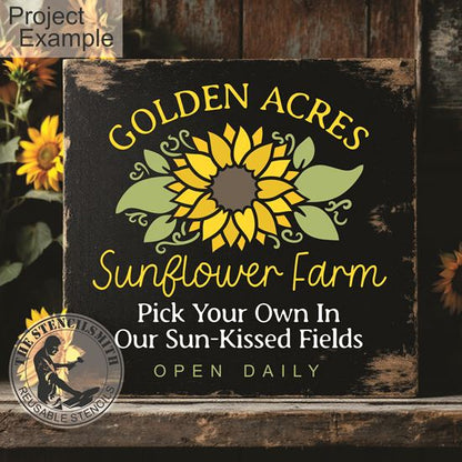 10462 Golden Acres Sunflower Farm Stencil - The Stencilsmith