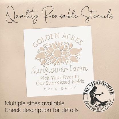 10462 Golden Acres Sunflower Farm Stencil - The Stencilsmith