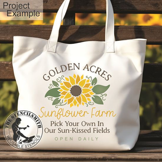 10462 Golden Acres Sunflower Farm Stencil - The Stencilsmith