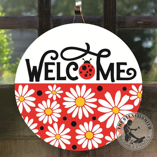 10464 Welcome Ladybug Daisy Stencil - The Stencilsmith
