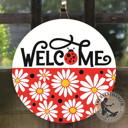 10464 Welcome Ladybug Daisy Stencil - The Stencilsmith