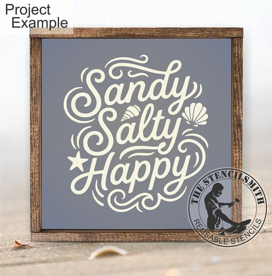 10480 Sandy Salty Happy Stencil - The Stencilsmith